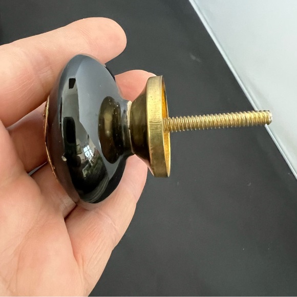 CASA DECOR BLACK DRAWER PULLS/KNOBS W GOLD  FILIGREE x4 - Picture 3 of 6